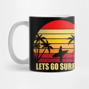 Logo mit Sonnenuntergang und Surfboard Mug